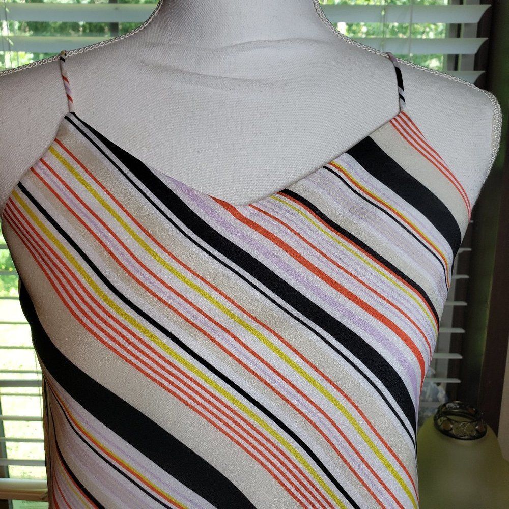 The Limited Orange Striped Cami Tank Top Womens XS Lined V-Neck Summer Blouse